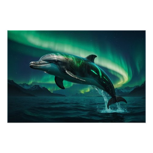 Fantasy Dolphin  Aurora Poster