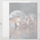Fantasy Dragon and Rising Moon over Ocean (Front/Back)
