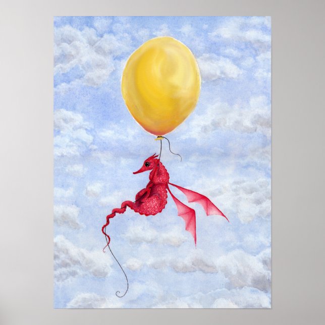Fantasy Dragon Art Poster - Up in the Air (Front)
