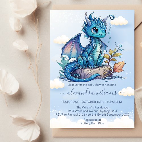 Fantasy Dragon Baby Shower Invitation