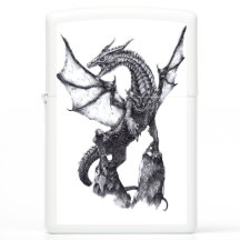 Fantasy Dragon Black and White Drawing