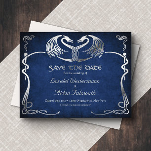 Fantasy Dragon Blue Wedding Save the Date Card
