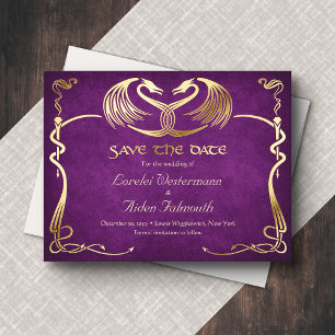 Fantasy Dragon Burgundy Wedding Save the Date Card