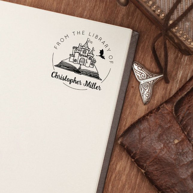 Fantasy Dragon Castle From the Library Of, Book  Rubber Stamp (Creator Uploaded)