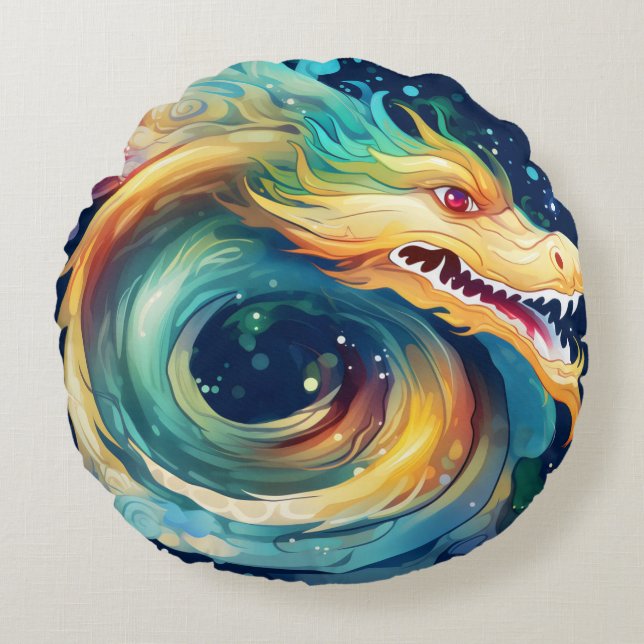 Fantasy Dragon Dream Animal 11 Round Pillow (Front)