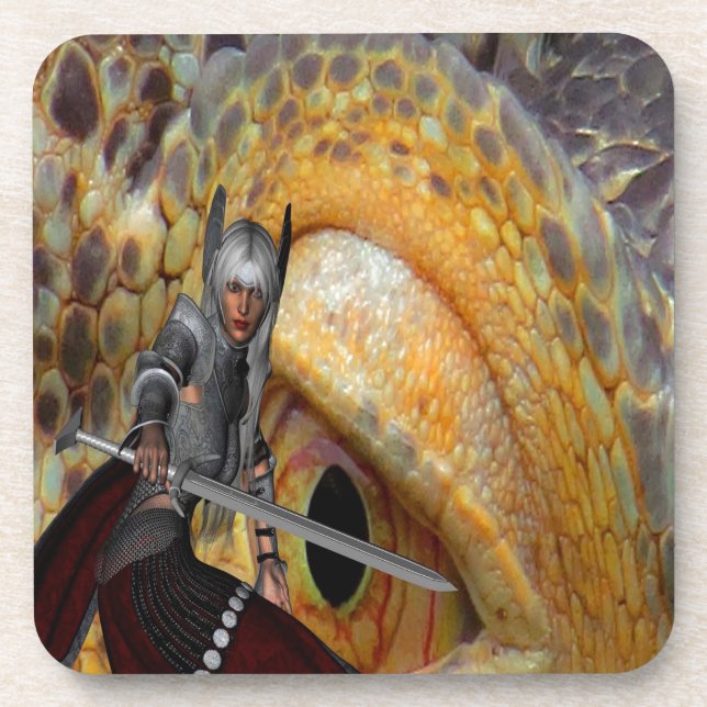 Fantasy Dragon Folk Tale Beverage Coaster (Front)