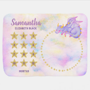 Fantasy Dragon Girls Baby Milestone Blanket
