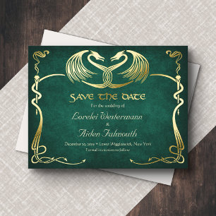 Fantasy Dragon Green Wedding Save the Date Card