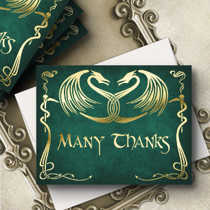 Fantasy Dragon Green Wedding Thank You Card