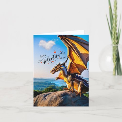 Fantasy dragon Happy Valentines Day Thank You Card