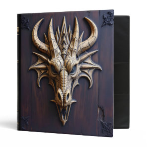 Fantasy Dragon Head Faux Wood and Leather 3 Ring Binder