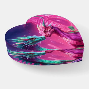 Fantasy Dragon Heart Shape Paperweight