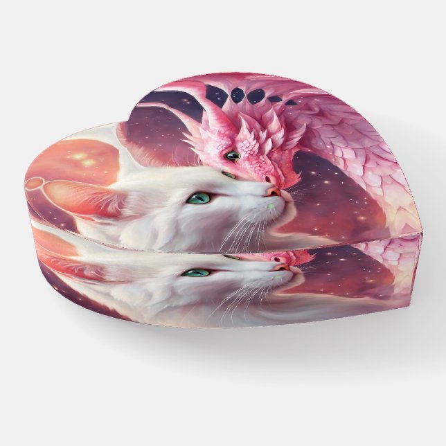 Fantasy Dragon Heart Shape Paperweight (Angled)