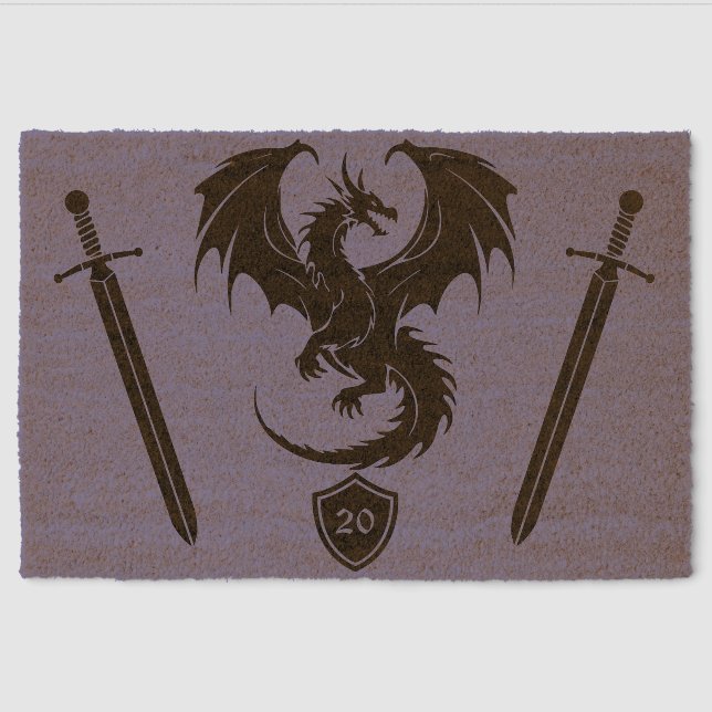 Fantasy Dragon Home Decor Fiber Doormat (Front)