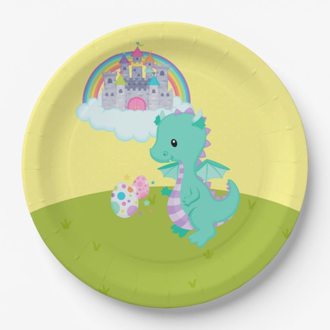 Fantasy Dragon Kids Party Paper Plates (Front)