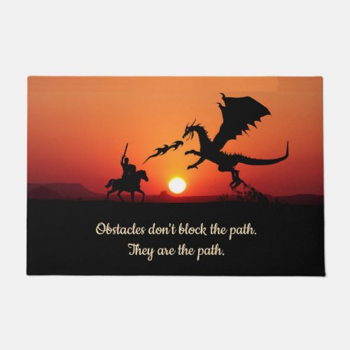 Fantasy Dragon  Knight Inspirational Motivational  Doormat