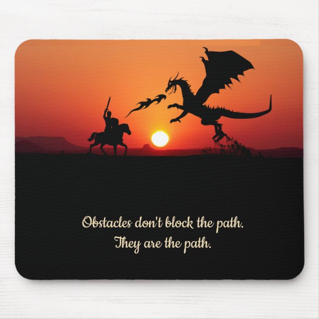 Fantasy Dragon  Knight Inspirational Motivational  Mouse Pad (Front)