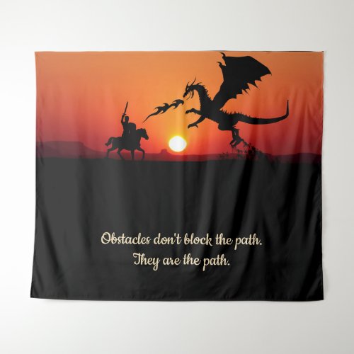 Fantasy Dragon  Knight Inspirational Motivational Tapestry