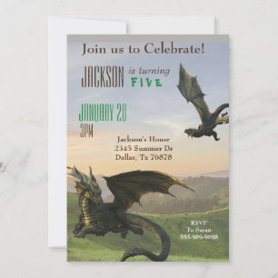 Fantasy Dragon Magic Serpent Birthday Party Invitation