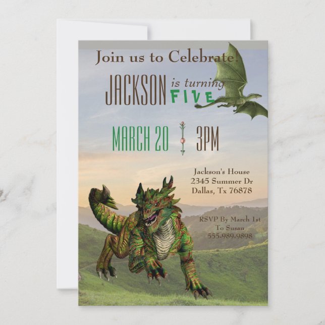 Fantasy Dragon Magic Serpent Birthday Party Invitation (Front)