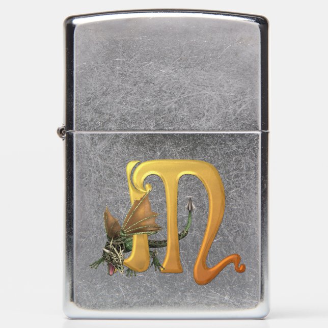 Fantasy Dragon Monogram M Zippo Lighter (Front)