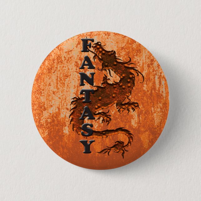 FANTASY dragon on rust Button (Front)