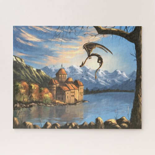 Fantasy dragon over the castle jigsaw puzzle