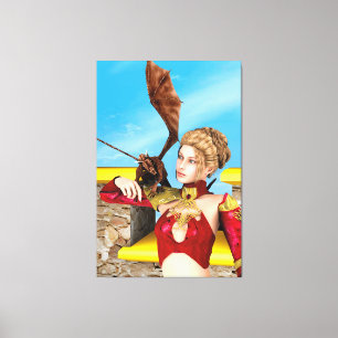 Fantasy Dragon Princess Digital Art Canvas Print