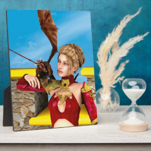 Fantasy Dragon Princess Digital Art Plaque