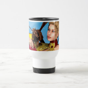 Fantasy Dragon Princess Digital Art Travel Mug