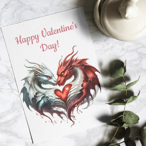 Fantasy Dragon Sweethearts Heart Valentine Holiday Card