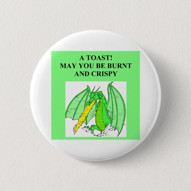 fantasy dragon toast pinback button (Front)