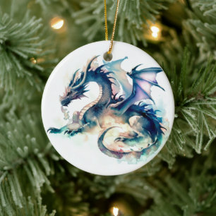 Fantasy dragon tree decor ceramic ornament