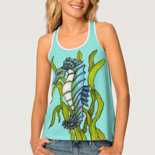 Fantasy Dragon Type Blue Seahorse Seaweed Tank Top