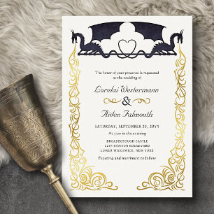 Fantasy Dragon Wedding Foil Invitation