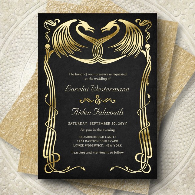 Fantasy Dragon Wedding Foil Invitation (Creator Uploaded)