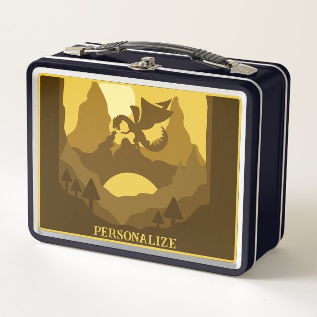 Fantasy Dragon Wings Mountain Personalized Metal Lunch Box (Front)