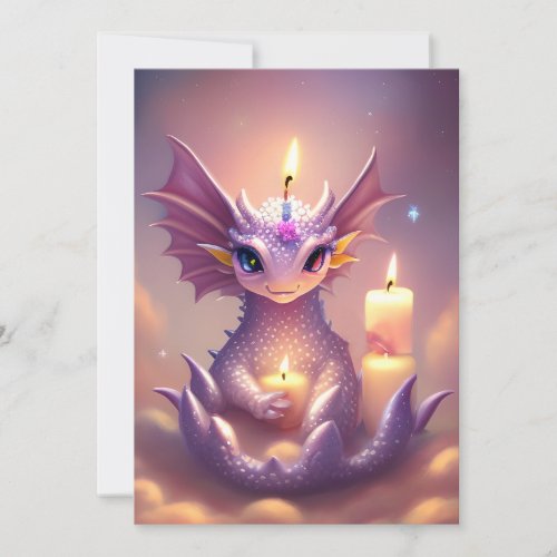 Fantasy Dragon with Birthday Candles Holiday Card