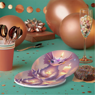 Fantasy Dragon with Birthday Candles Paper Plates