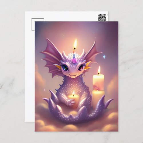Fantasy Dragon with Birthday Candles Postcard