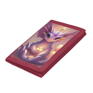 Fantasy Dragon with Birthday Candles Trifold Wallet