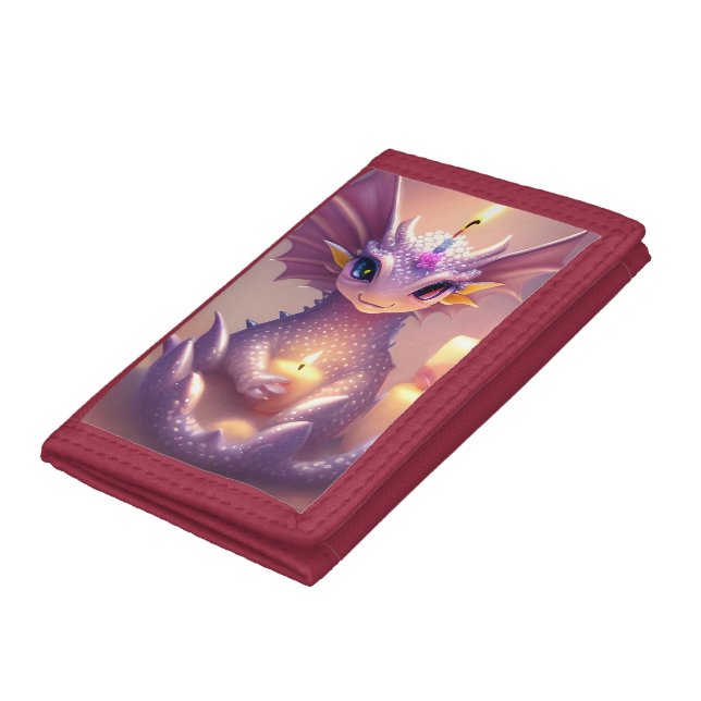 Fantasy Dragon with Birthday Candles Trifold Wallet (Bottom)