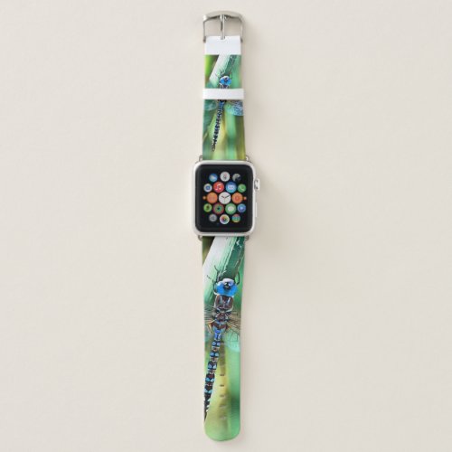Fantasy Dragonfly In Turquoise and Black Apple Watch Band