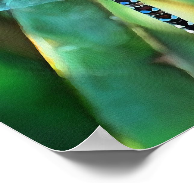 Fantasy Dragonfly In Turquoise and Black Poster (Corner)