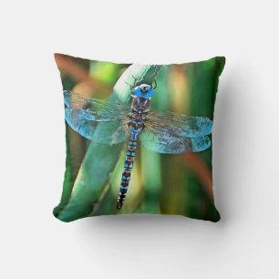 Fantasy Dragonfly In Turquoise and Black Throw Pillow