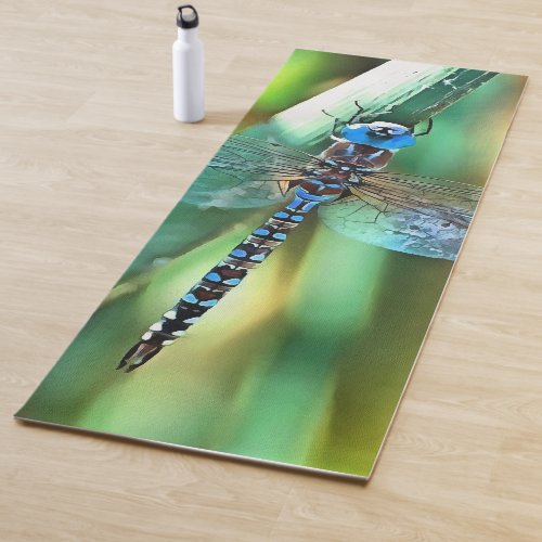 Fantasy Dragonfly In Turquoise and Black Yoga Mat