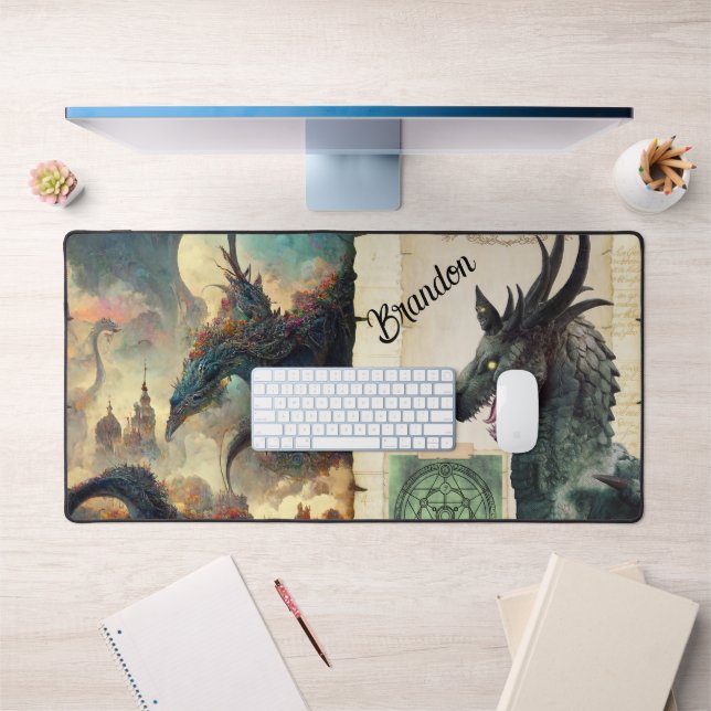 Fantasy Dragons Personalized Desk Mat (Office 1)