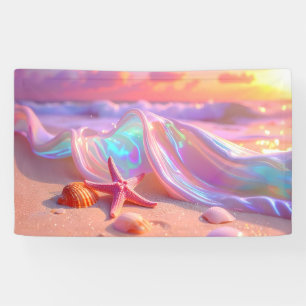 Fantasy Dream Beach With Beautiful Pink Starfish Banner