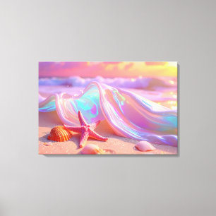 Fantasy Dream Beach With Beautiful Pink Starfish Canvas Print