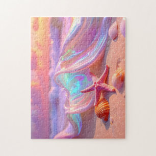 Fantasy Dream Beach With Beautiful Pink Starfish Jigsaw Puzzle